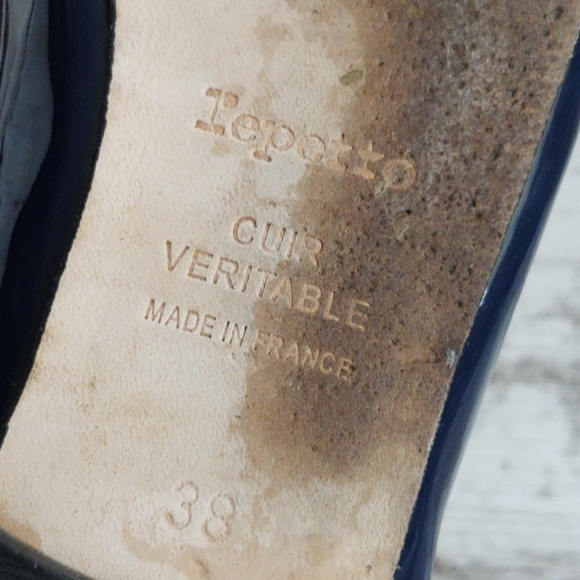 đŞSz 38 Repetto Blue Patent Leather Ballerina Flat - Picture 14 of 16